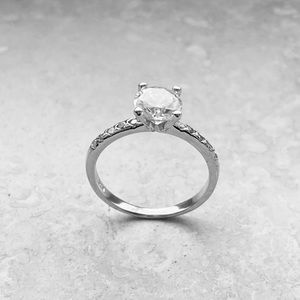 Sterling Silver CZ Wedding Ring, Silver Ring